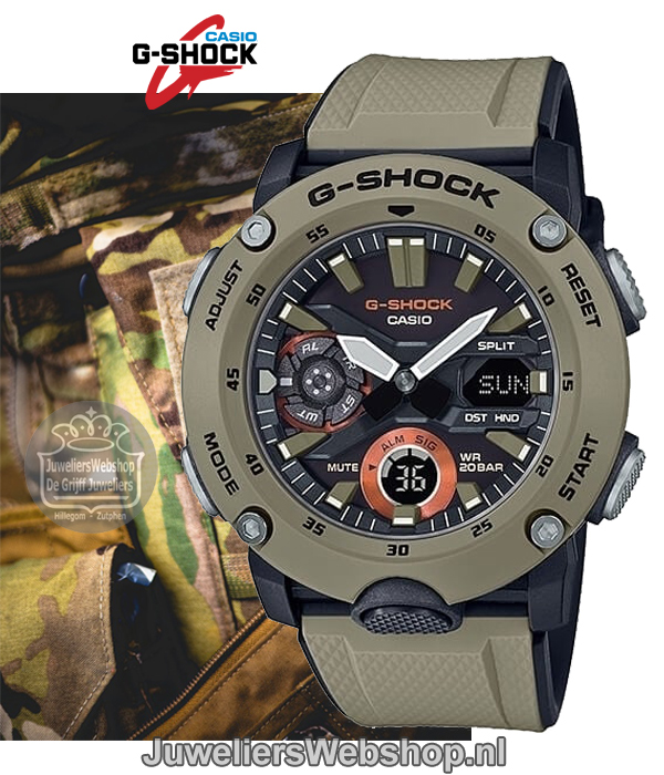 Ambtenaren Regeneratie Industrieel Casio G-SHOCK GA-2000-5AER horloge Military Color Carbon Kaki