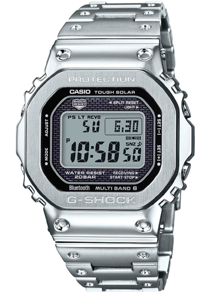 Casio G SHOCK GMW B5000D 1ER Solar Bluetooth Full Metall horloge zilver