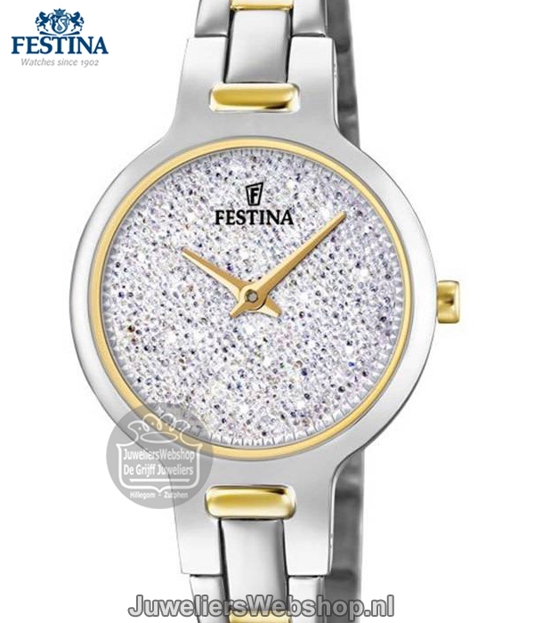 Spin Besmettelijke ziekte leven Festina Mademoiselle horloge F20380-1 dames bicolor swarovski