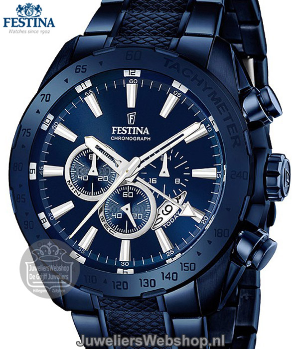 kassa rem naaien Festina Prestige horloge F16887-1 Chronograaf Heren Blauw