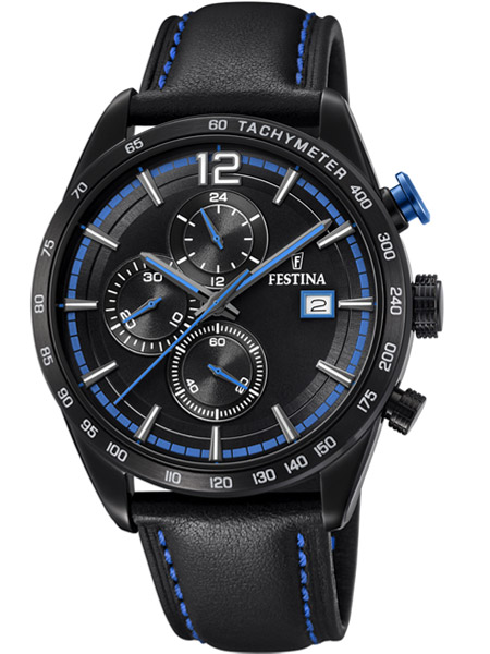 zien Vergelijking Shinkan Festina horloge F20344-4 Sport Chronograaf Heren Zwart Blauw