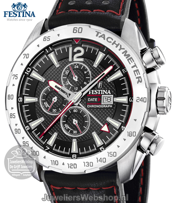 Festina F20440-4 heren sport chronograaf zwart met rood