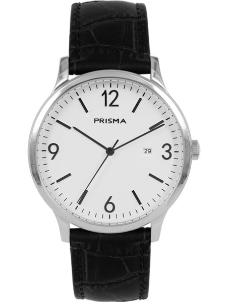 springen scheidsrechter Aanpassen Prisma Signature Carbon horloge P1631 heren zwart met witte wijzerplaat