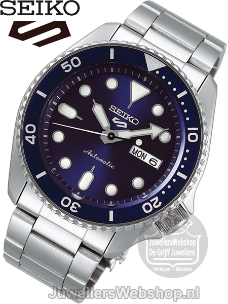 Nathaniel Ward Om toevlucht te zoeken Pa Seiko 5 Sports Automatic Horloge SRPD51K1 Automaat Blauw Staal