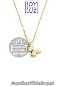 Joy de la Luz Yi-Butterfly gouden initials ketting met vlindertje bedel