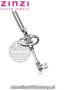 Zinzi Hanger ZIH637 Zilver Sleutel Wit