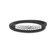Buddha to Buddha armband Barbara Double Leather Black 131