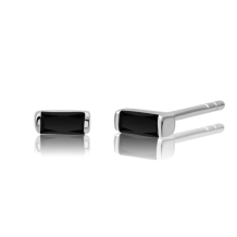 sparkling jewels Silver Baguette Studs Silver Black Flame EAS08-CZ02