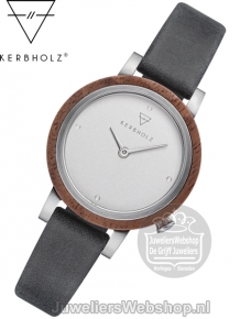 kerbholz houten horloge Luise Walnut Asphalt 4251240403939