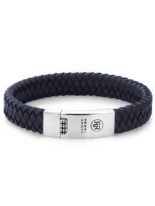 rebel&rose armband leer blauw rr-0016-n-19.5