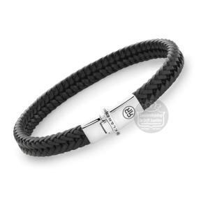 rebel&rose armband Small Braided Apollo leer zwart RR-L0172-S-L 19cm