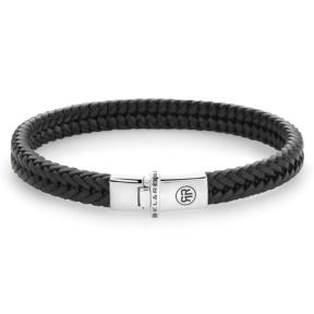 rebel&rose armband Small Braided Apollo leer zwart RR-L0172-S-L 19cm