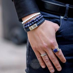 Rebel & Rose armband Slices Midnight Blue RR-60102-S-M 17,5cm