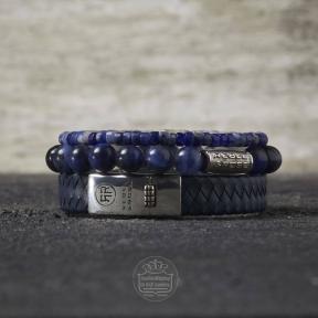 rebel & rose Braided Flat 925 Navy armband RR-L0151-S-M