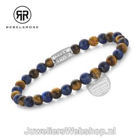 Rebel & Rose Armband Rebel & Rose Armband RR-60133-S-L Mix Tiger Lapis 19cm