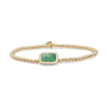 Sparkling Jewels Green Aventurine Baguette Gold Armband SB-G-3MM-BAG29