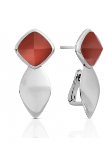 sparkling jewels oorstekers edge editions red agate silver oorstekers eas05-g33