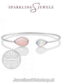 sparkling jewels armband spring leaf bangle cherry quartz opalite sbs-bandc09-s