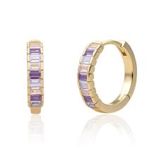 Sparkling Jewels Baguette Creolen Gold Huggies Purple CZ EAG23-CZ04