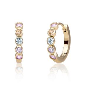 Sparkling Jewels Tube Huggies CZ Creolen verguld EAG35-MULTI