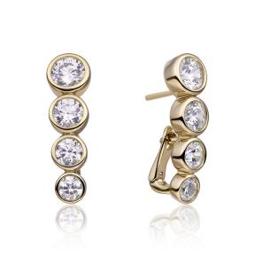 Sparkling Jewels Oorstekers Tube CZ Geel verguld EAG36