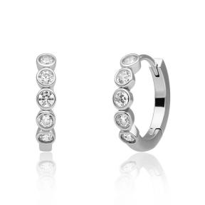 Sparkling Jewels Tube Huggies CZ Creolen Silver EAS35
