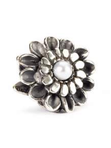 trollbeads kraal novemberchrysant TAGBE-00037 zilver parel