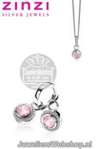 Zinzi Creoolhanger ZICH1244R Zirkonia Roze