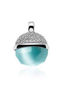 Zinzi Hanger ZIH623T Zilver Bol Turquoise