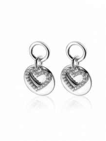 Zinzi Oorbedels hart zirconia zilver
