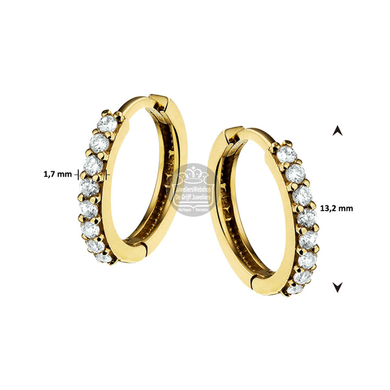 Gouden Klapcreolen met Zirconia 4016428 - Afbeelding 3