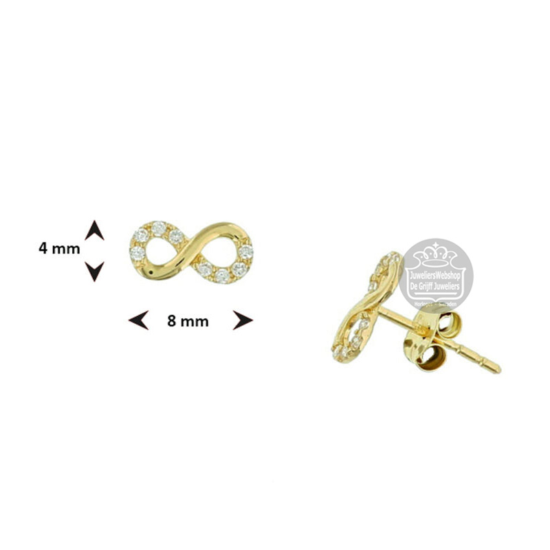 Gouden Oorknoppen infinity met Zirkonia 4017690 - Afbeelding 3