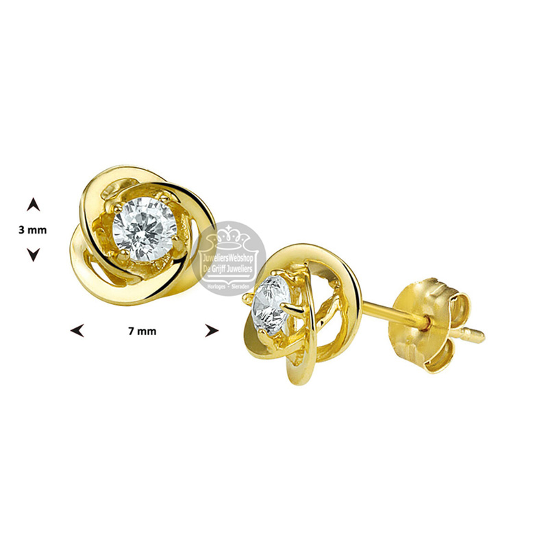 Gouden Oorknoppen bloem met Zirkonia 4018278 - Afbeelding 3