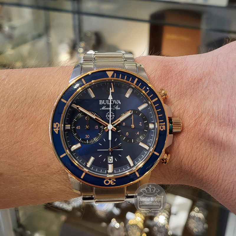 Bulova Marine Star Chronograaf Herenhorloge 98B301 Blauw - Afbeelding 5