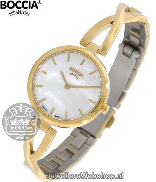Boccia 3239-03 horloge dames titanium goudkleurig - Afbeelding 3