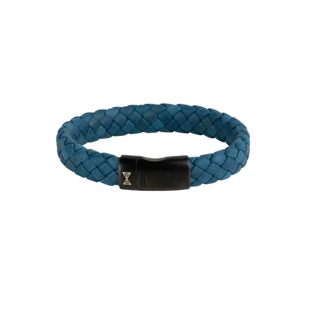 Aze Jewels Iron Single String Navy Blue-On-Black Armband 19,5 cm AZ-BL005-I-195