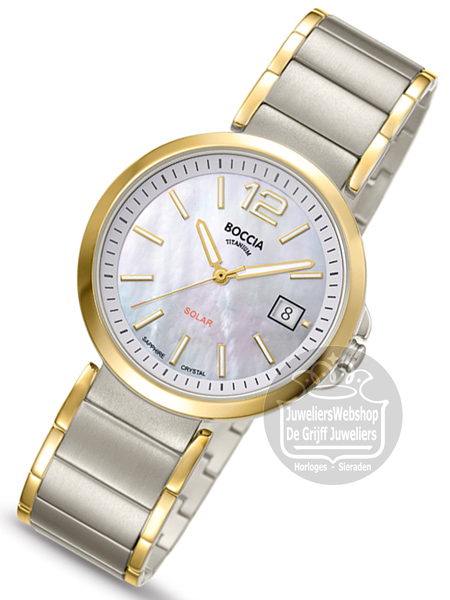 Boccia 3332-02 Solar horloge dames titanium bicolor - Afbeelding 3