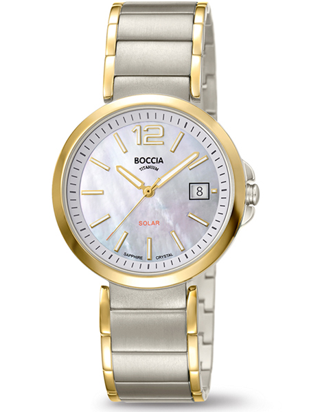 Boccia 3332-02 Solar horloge dames titanium bicolor