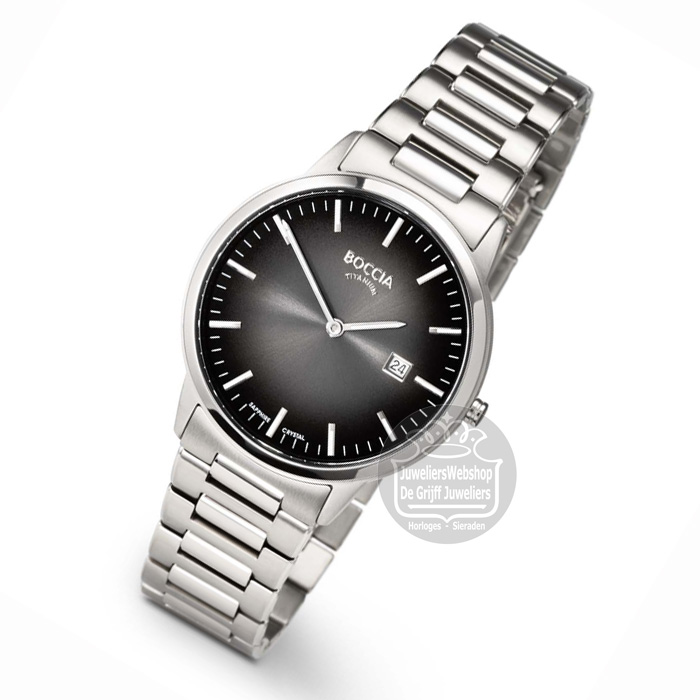 Boccia 3658-06 horloge heren titanium zwart - Afbeelding 3