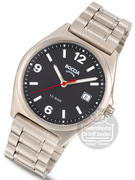 Boccia 3663-01 horloge heren titanium zwart - Afbeelding 3