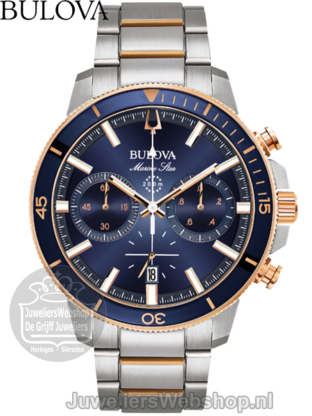 Bulova Marine Star Chronograaf Herenhorloge 98B301 Blauw - Afbeelding 4