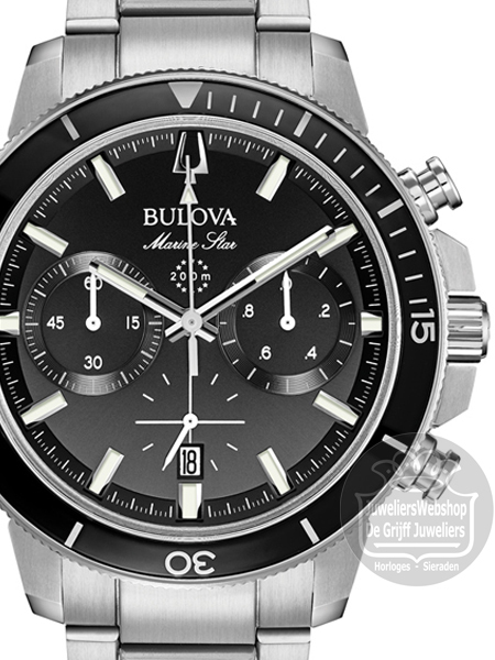 Bulova Marine Star Chronograaf Herenhorloge 96B272 Zwart - Afbeelding 2