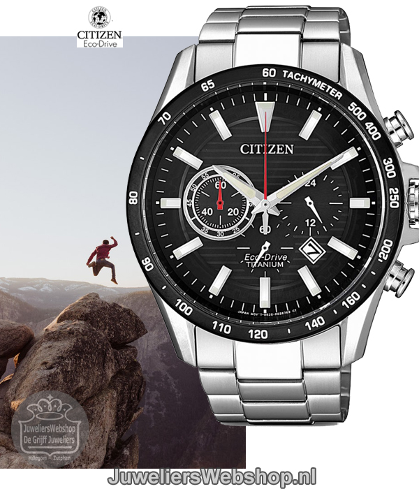 Citizen CA4444-82E horloge Eco-Drive Chrono Titanium Zwart - Afbeelding 6
