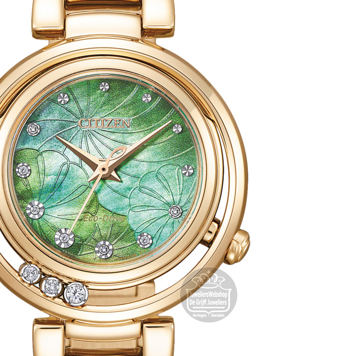 Citizen Eco-Drive - EM1113-82Y - horloge dames - ARCLY - Ladies - goldplated - groen - Afbeelding 2