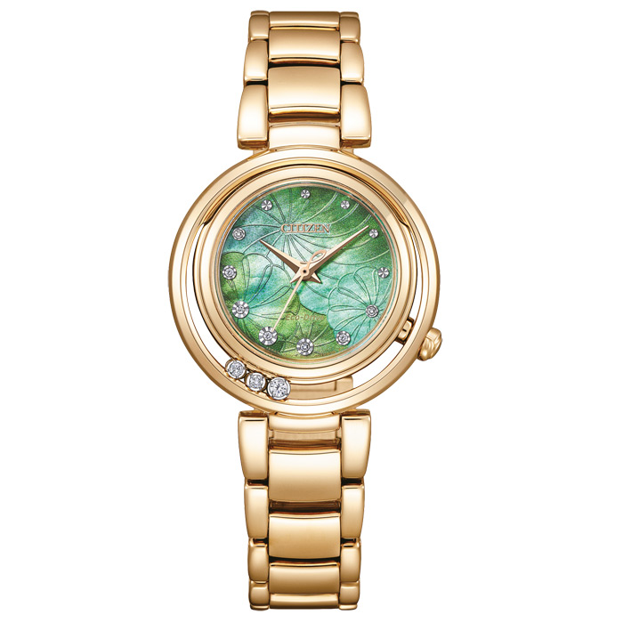 Citizen Eco-Drive - EM1113-82Y - horloge dames - ARCLY - Ladies - goldplated - groen