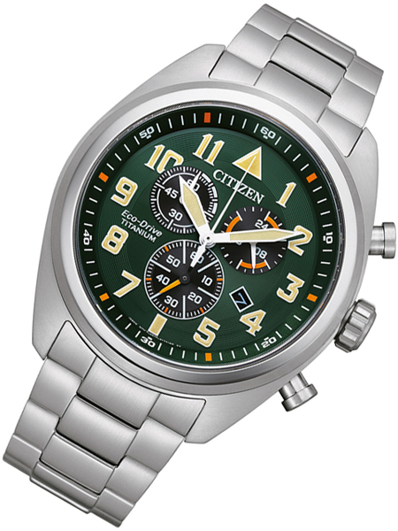 Citizen AT2480-81X horloge Eco-Drive Chrono Titanium Groen - Afbeelding 3