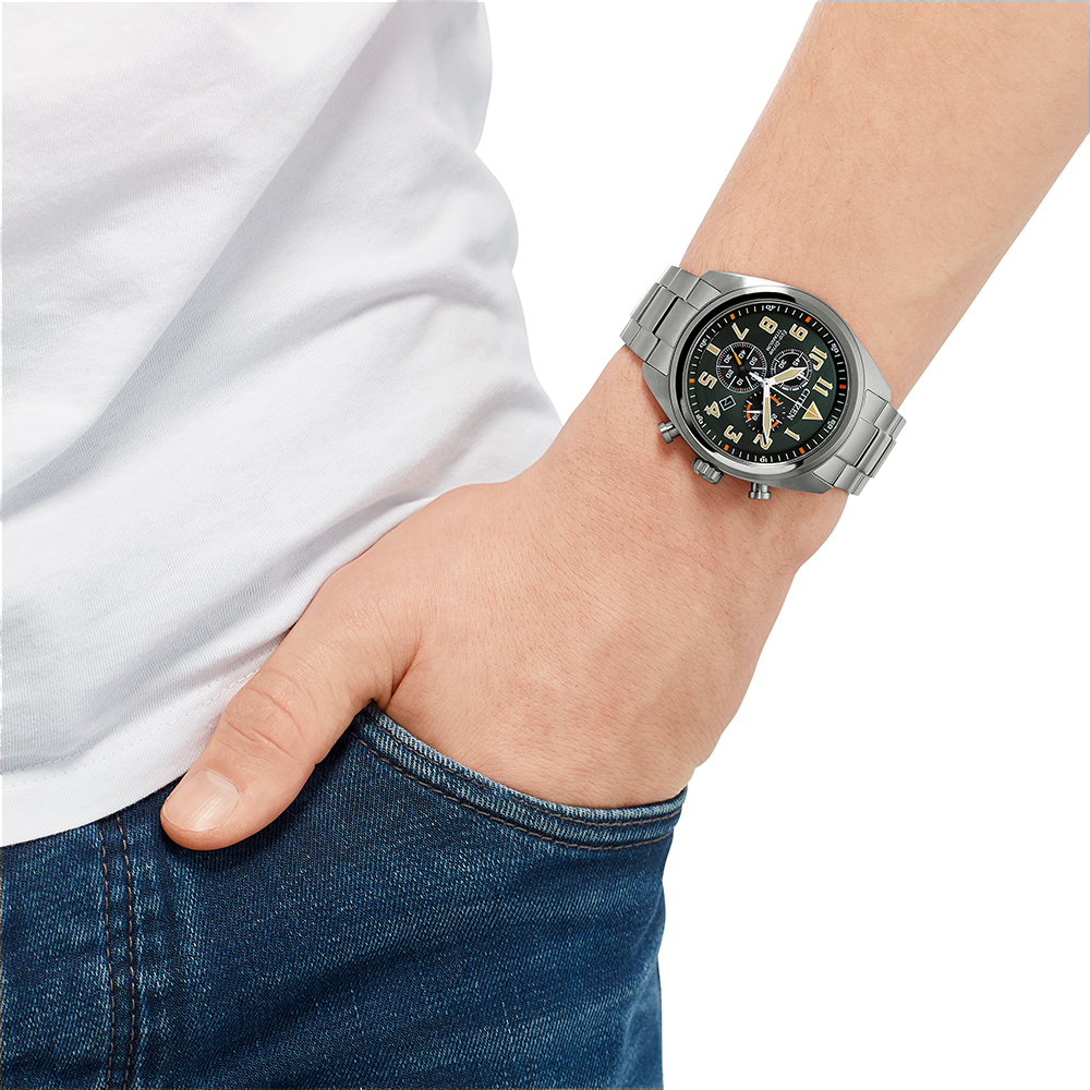 Citizen AT2480-81X horloge Eco-Drive Chrono Titanium Groen - Afbeelding 4