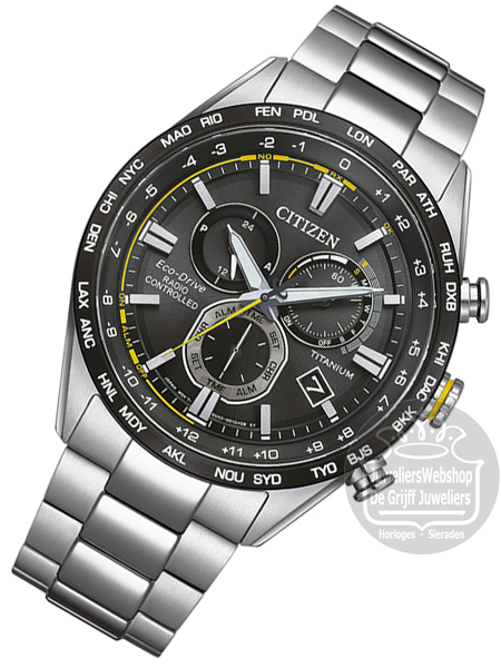 Citizen Radio Controlled CB5947-80E Titanium Horloge Chronograaf Zwart - Afbeelding 5