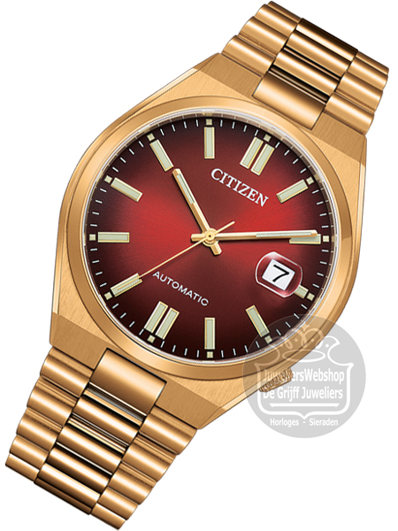 Citizen horloge NJ0153-82X heren automaat met rode wijzerplaat Citizen horloge NJ0153-82X heren automaat met rode wijzerplaat