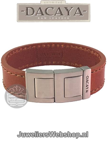 Leren armband Dacaya Fat Chopper Cognac 20mm F122320 - Afbeelding 3